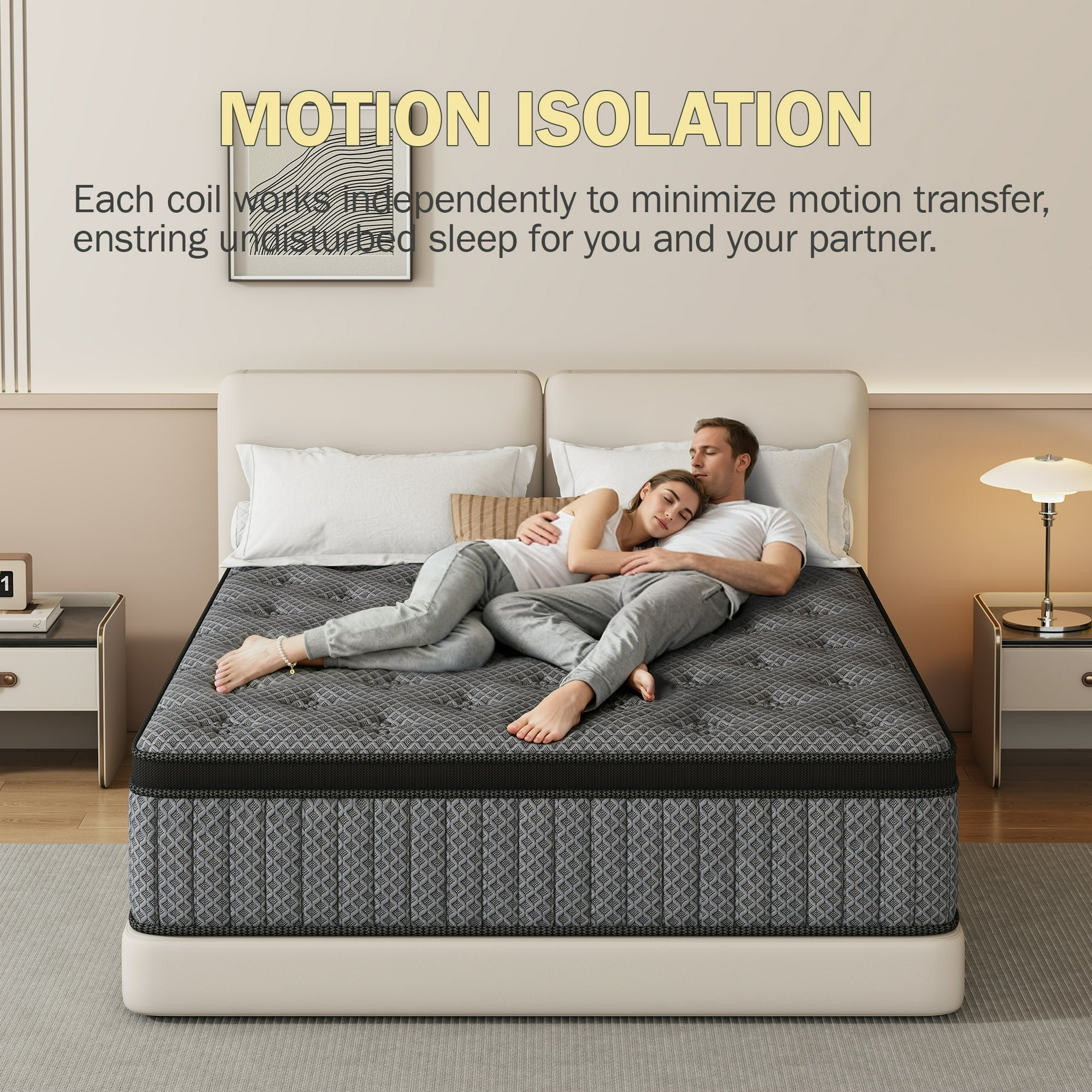 HIKOS 12 inch Full Mattress in a Box, Cooling Gel Memory Foam Hybrid Mattress with Individually Wrapped Pocket Coils, Medium Firm Full Size Mattress, Pressure Relief for Adult
