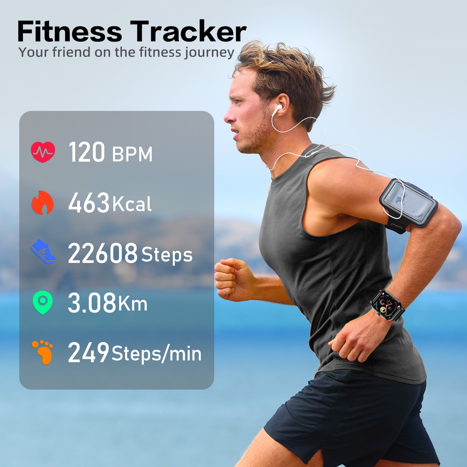1.96" Smart Watch | Bluetooth Call, Fitness Tracker, 120+ Sports Modes, IP68 Waterproof, Ultra-Thin Design Compatible with Android & iPhone