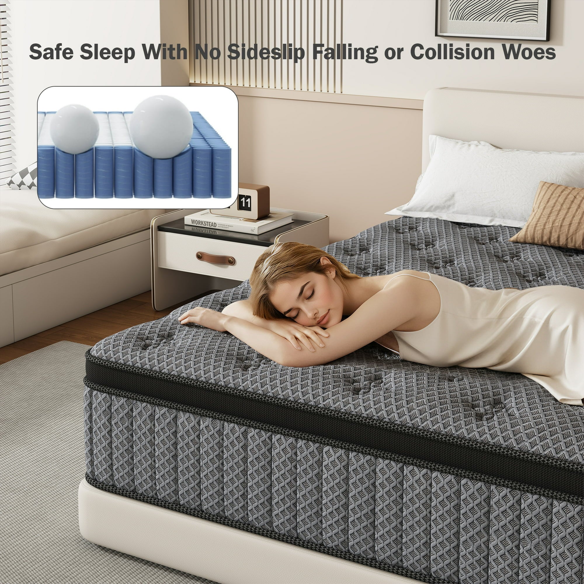 HIKOS 12 inch Full Mattress in a Box, Cooling Gel Memory Foam Hybrid Mattress with Individually Wrapped Pocket Coils, Medium Firm Full Size Mattress, Pressure Relief for Adult