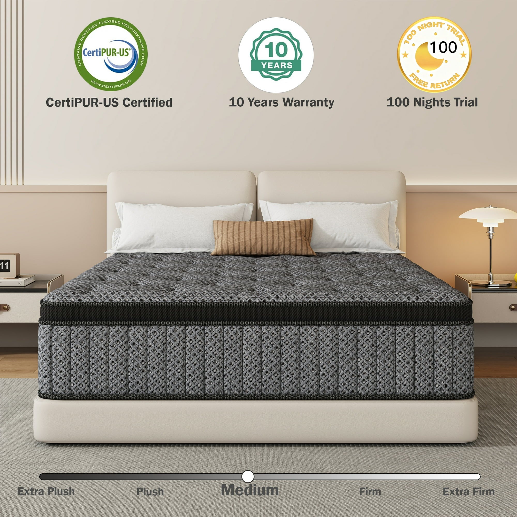 HIKOS 12 inch Full Mattress in a Box, Cooling Gel Memory Foam Hybrid Mattress with Individually Wrapped Pocket Coils, Medium Firm Full Size Mattress, Pressure Relief for Adult