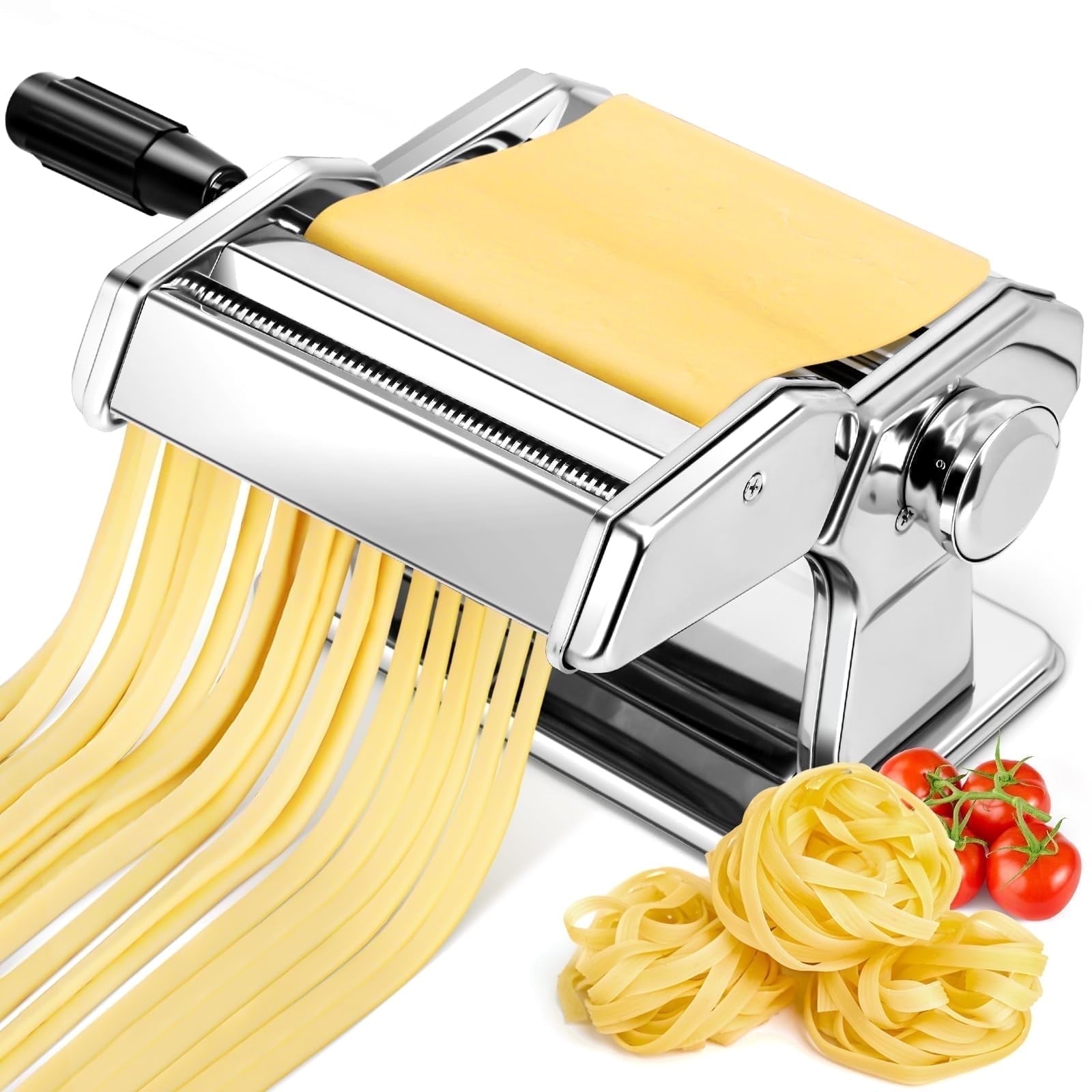 LJSXFI Pasta Maker Machine, 8 Adjustable Thickness Settings Noodles Maker for Pasta, Dumpling Skin, Spaghetti, Fettuccini