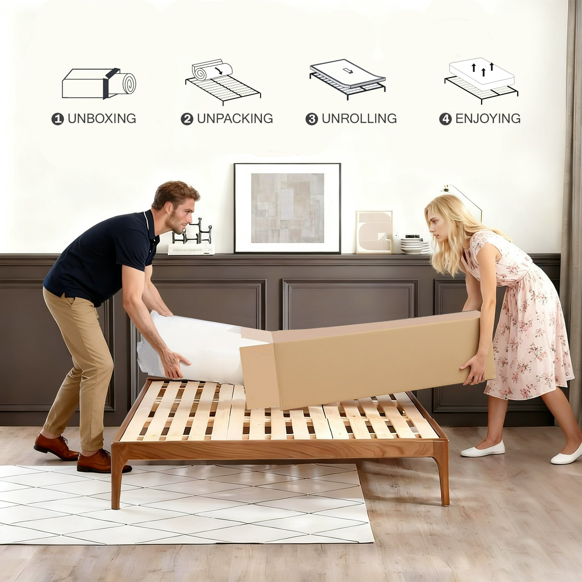 HIKOS 12 inch Full Mattress in a Box, Cooling Gel Memory Foam Hybrid Mattress with Individually Wrapped Pocket Coils, Medium Firm Full Size Mattress, Pressure Relief for Adult