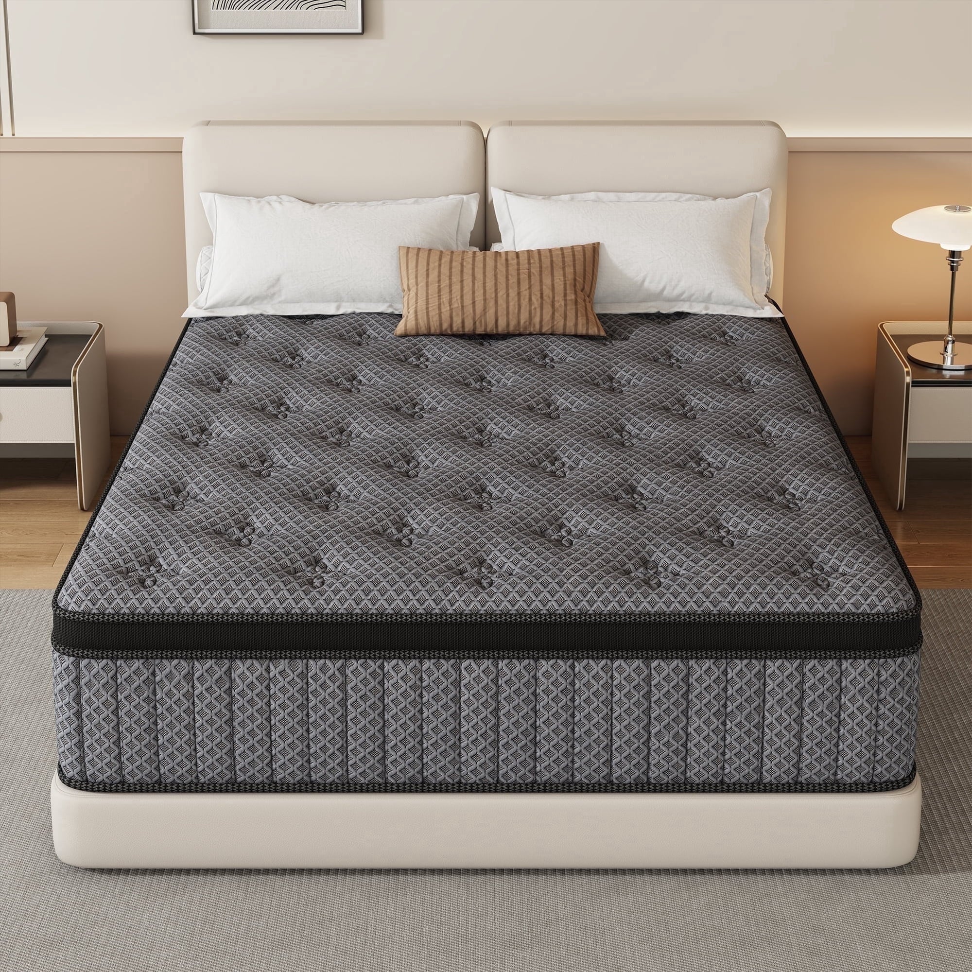 HIKOS 12 inch Full Mattress in a Box, Cooling Gel Memory Foam Hybrid Mattress with Individually Wrapped Pocket Coils, Medium Firm Full Size Mattress, Pressure Relief for Adult