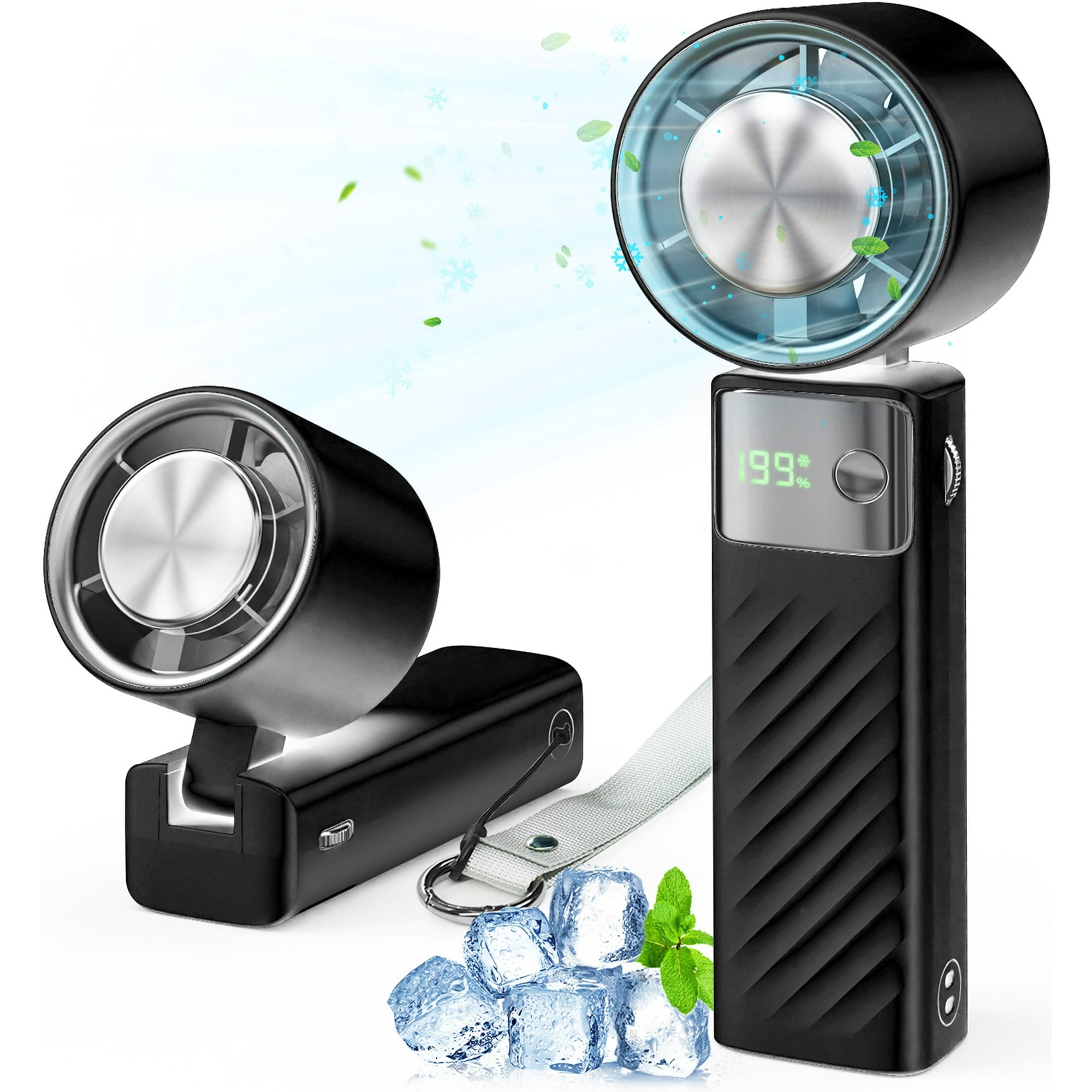Juyafio Cutting-Edge Tech with 199 Speed Cooling Portable Small Fan&Handheld Fan,Foldable Desktop Fan,4000mAh, USB Rechargeable And Quiet Personal Fan For Home, Office, Travel & Outdoor Use (Black)