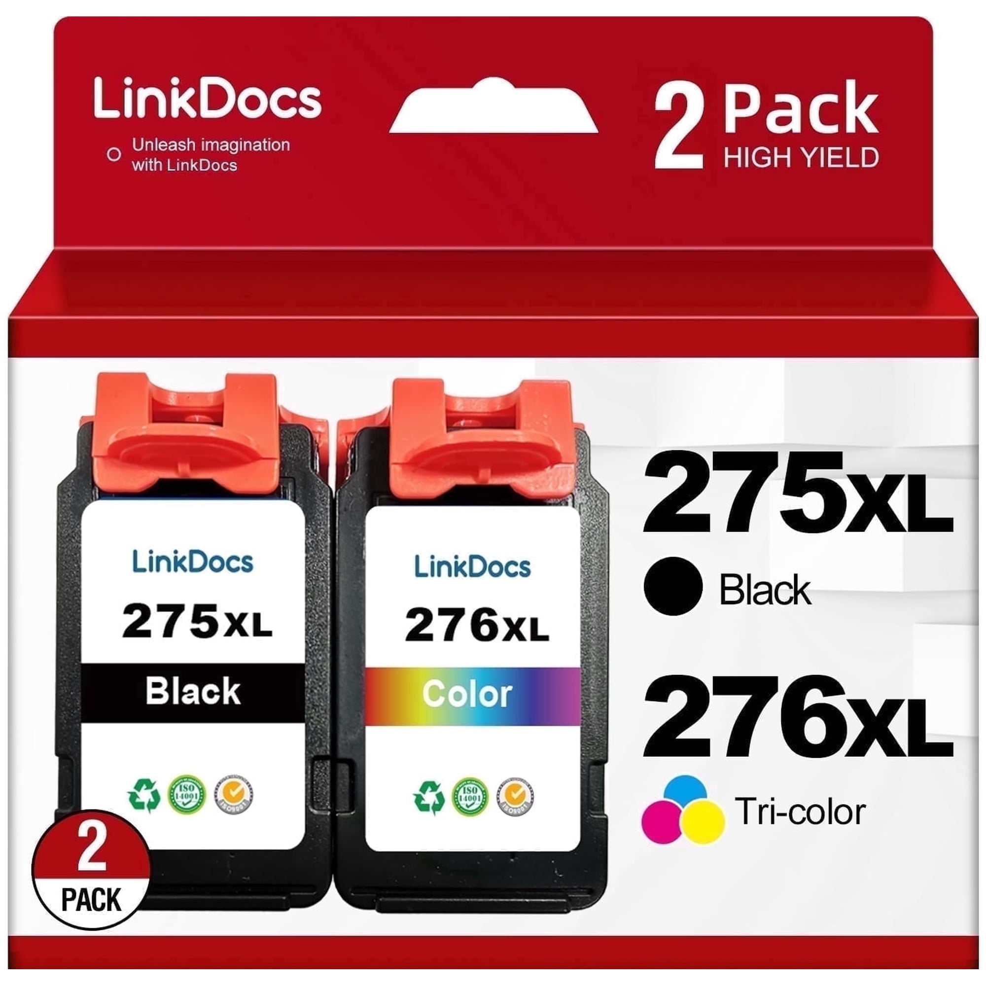 275XL 276XL Ink Cartridge Replacement for Canon Ink 275 and 276 for Canon 275 Ink PG-275 CL-276 Black and Tri-Color Ink Cartridge for Canon PIXMA TS3520 TS3522 TS3500 Printer ink ( Black 1Tri-Color)
